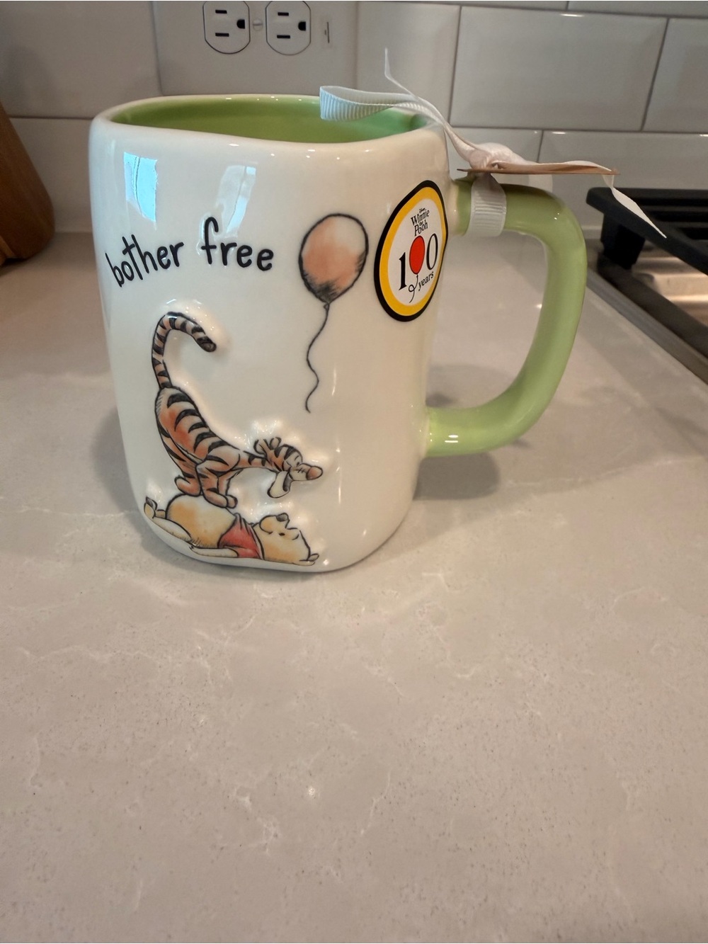 Rae Dunn Disney Pooh & Tigger Mug with Green Interior & Handle
